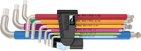 WERA 3950|9 Sada úhlových klíčů Hex-Plus Multicolour Imperial Stainless 1 / palcové / nerezová ocel / 9 dílný
