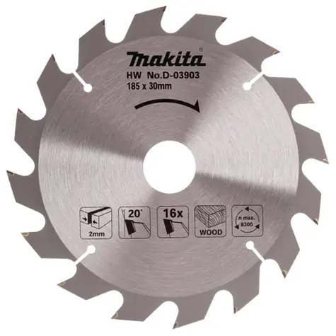 Makita D-03903 / Pilový kotouč na dřevo / Průměr 185 mm / 16 zubů