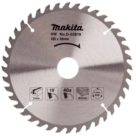 Makita D-03919 / Pilový kotouč na dřevo / Průměr 185 mm / 40 zubů