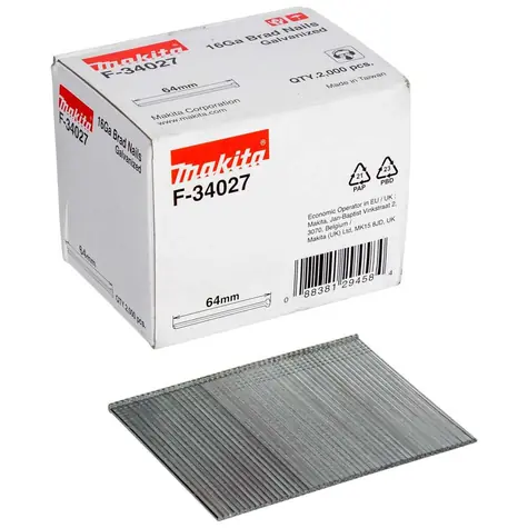 Makita F-34027 Hřebíky nastřelovací / 16G / délka 64 mm / 2000 ks