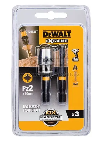 DeWalt DT70535T / sada bitů Impact Torsion Extreme / 2x Pz2 50 mm + magnetický držák Torsion