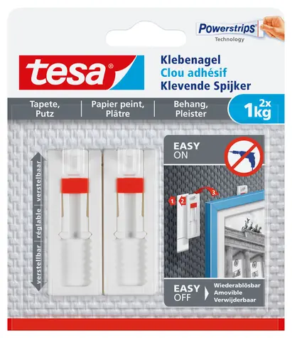 Tesa Powerstrips® 77774 Nalepovací hřebík na tapety a omítku / Nosnost 1 kg