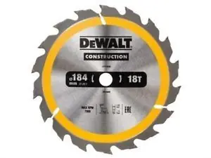 DeWalt DT1938 / Pilový kotouč pro pily / Průměr 184x16 mm / Šířka řezu 2.6 mm / Počet zubů 18