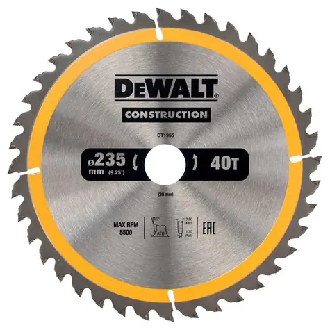 DeWalt DT1951 / Pilový kotouč pro pily / Průměr 184x20 mm / Šířka řezu 1.8 mm / Počet zubů 24