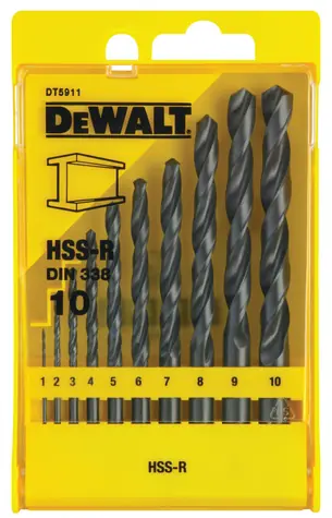 DeWalt DT5911 / Sada vrtáků do kovu / HSS-R / 1-10 mm / 10 ks 