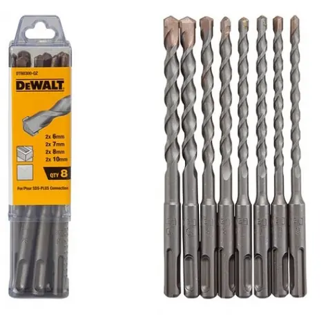 DeWalt DT60300 / Sada 8ks vrtáků do betonu / SDS-Plus / 6/7/8/10 mm