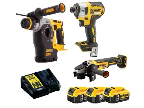 DeWalt DCK305P3T / Aku sada DeWalt DCH273 + DCF887 + DCG405 / 3x Aku 5.0Ah / 2x kufr / nabíječka