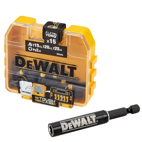 DeWalt DT70522T / Sada bitů IMPACT TORSION EXTREME s magnetickým držákem / Pz2x6 + T15x3 + T20x3 + T25x3 / 16ks