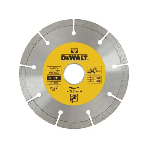 DeWalt DT3711 / Segmentový diamantový kotouč / Průměr 125x22.2 mm / Šířka 1.8 mm / Počet segmentů 9