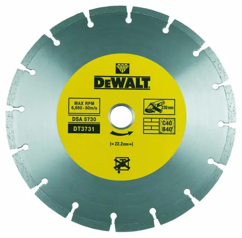 DeWalt DT3731 / Segmentový diamantový kotouč / Průměr 230x22.2 mm / Šířka 7 mm / Počet segmentů 9