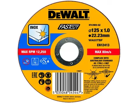 DeWalt DT43902 / Řezný kotouč na nerez kov / Průměr 125x22.2 mm / Šířka 1.0 mm