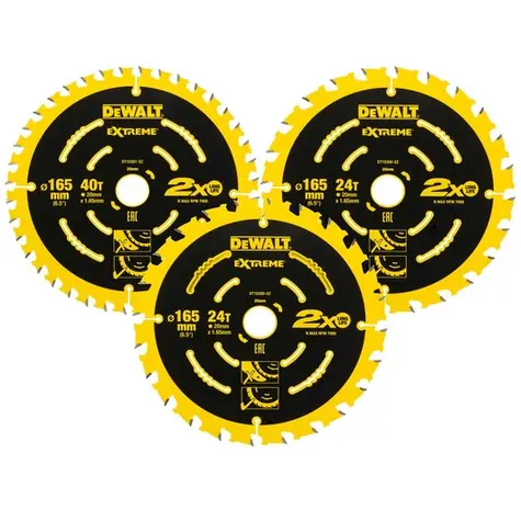 DeWalt DT10397 / Sada řezných kotoučů / 2x 165 mm/24T / 1x 165 mm/40T