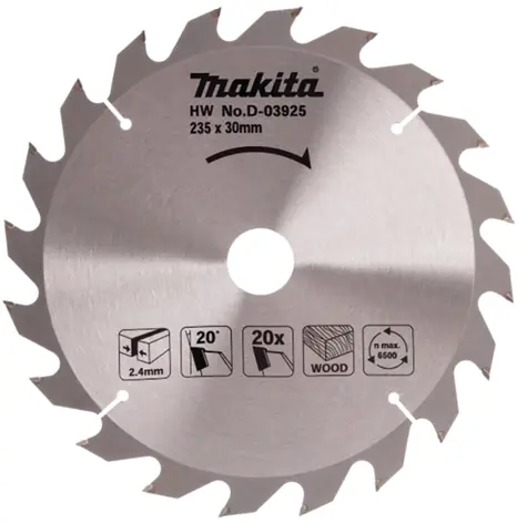 Makita D-03925 ECONOMY / pilový kotouč na dřevo / průměr 235 x 30mm / počet zubů 20