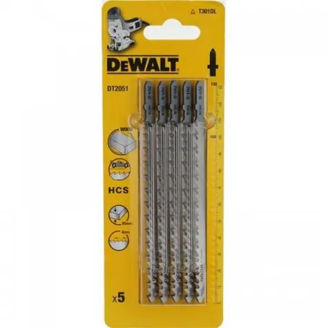 DeWalt DT2051 / Sada pilových listů na dřevo HCS / 132 mm / 5 ks