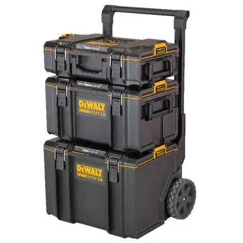 DeWalt DWST83402-1 / Sada 3ks stohovatelných kufrů ToughSystem 2.0 / 19.3+39+60 L / pojízdný systém / IP65
