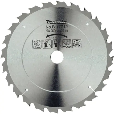 Makita B-17712 / pilový kotouč na dřevo / průměr 260 x 30mm / počet zubů 24