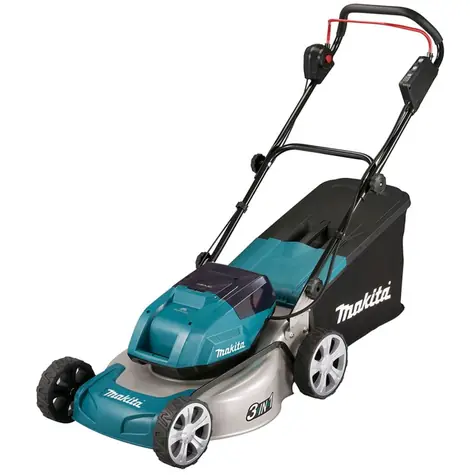 Makita DLM463Z / Aku Sekačka na trávu / 2x 18V / 3300 ot-min / až 800 m2 / záběr 46 cm / koš 60 l / Bez aku