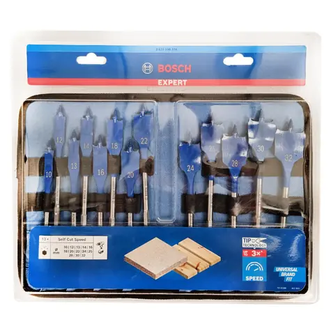 BOSCH 2608900336 / Sada frézovacích vrtáků do dřeva / 10-32 mm / 152mm / šestihran / 13 ks