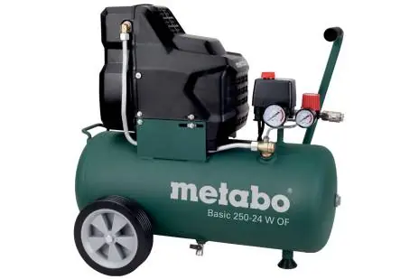Metabo Basic 250-24 W / Bezolejový kompresor / 1500W / 24L / Tlak 8 bar / 220 l/min
