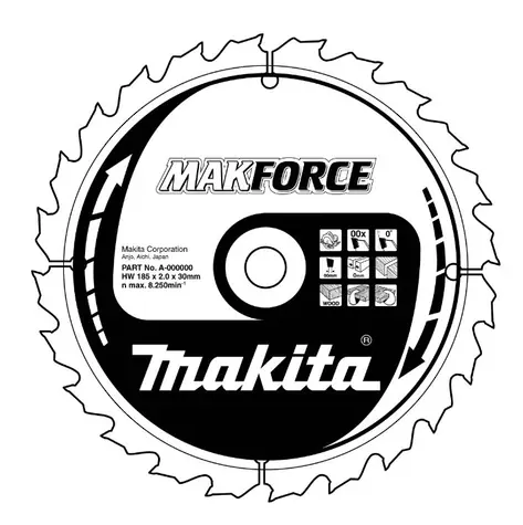 Makita Makforce MB-08224 / pilový kotouč na dřevo / průměr 190 x 30 mm / počet zubů 12