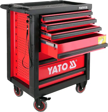 YATO YT-0902 červená / Skříňka dílenská pojízdná 6 zásuvek