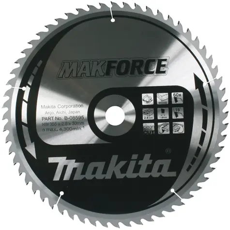 Makita Makforce MB-08595 / pilový kotouč na dřevo / průměr 355 x 30 mm / počet zubů 60