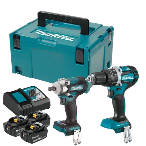 Makita DLX2359TJ1 / Sada aku nářadí: vrtačka DHP484 & rázový utahovák DTW300 / 18V / 3x 5.0Ah