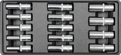YATO YT-5539 / Vložka do zásuvky - klíče nástrčné hluboké 8-21mm / 14ks