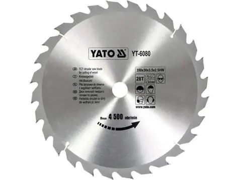 YATO YT-6080 / Řezný kotouč na dřevo 28T 350x30mm