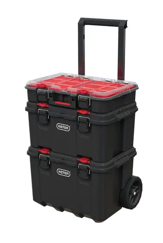 Keter Stack'N'Roll Mobilní systém černá / sada 3 kufrů na kolečkách / 42.5 x 69.4 x 41.1 cm 