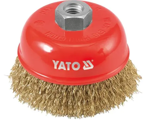 YATO YT-4766 / Kartáč drátěný čelní M14 x 100 mm / pomosazený drát