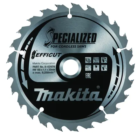 Makita B-62979 / pilový kotouč na dřevo / průměr 165x20 mm / počet zubů 25