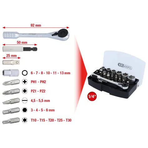 KS Tools Sada bitů 1/4