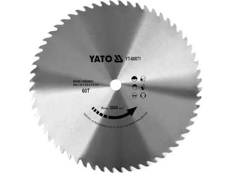 YATO YT-60871 / Pilový kotouč na dřevo / 500 mm / 60t