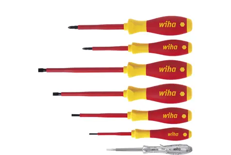 Wiha 00834 Sada šroubováků SoftFinish Electric 7 ks / Ploché / Phillips / 1x zkoušečka napětí / 1000V AC