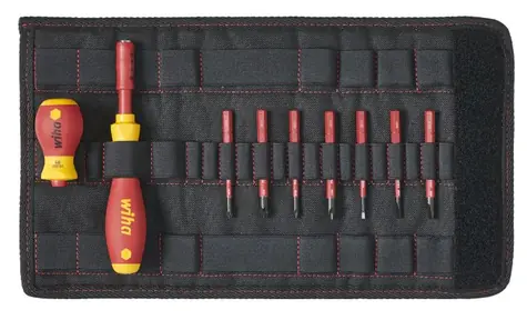 Wiha 41232 Šroubovák a sada nástavců slimVario 10ks / Plochý / Phillips / Pozidriv