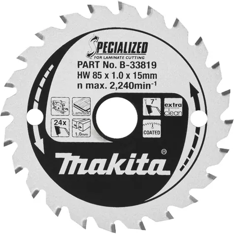 Makita B-33819 SPECIALIZED / pilový kotouč na dřevo / průměr 85 x 15mm / počet zubů 24