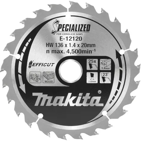 Makita E-12120 EFFICUT / pilový kotouč na dřevo / průměr 136 x 20mm / počet zubů 25