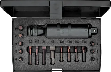 GEDORE 6654600 / Rázový uderový šroubovák s bity / 1/2 / 18 bitů