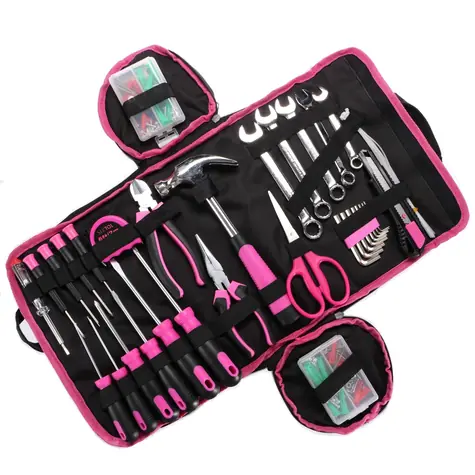 SIXTOL HOME PINK 120 BAG / Sada nářadí / uhlíková ocel / 120ks