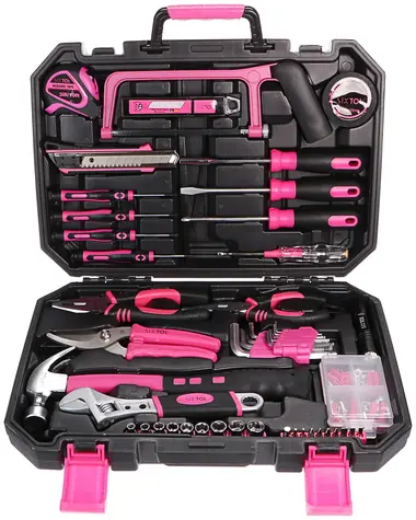 SIXTOL HOME PINK 128  / Sada nářadí / uhlíková ocel / 128ks