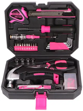 SIXTOL HOME PINK 66 / Sada nářadí / uhlíková ocel / 66ks