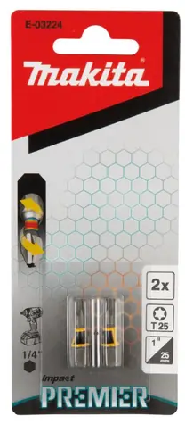 Makita E-03224 Impact Premier Sada bitů T25x 25 mm 2 ks