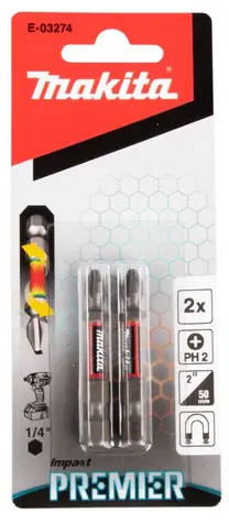 Makita E-03274 Impact Premier (E-form) sada torzních bitů PH2 x 50mm 2 ks