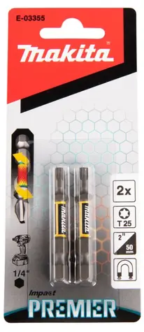 Makita E-03355 Impact Premier (E-form) Sada torzních bitů T25-50mm (2 ks)