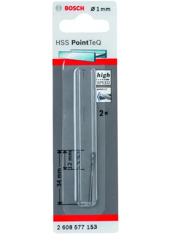 BOSCH HSS PointTeQ 2608577153 / Spirálový vrták / 1.0 x 12 mm / 2 ks