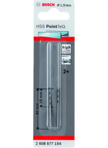BOSCH HSS PointTeQ 2608577154 / Spirálový vrták / 1.5 x 18 mm / 2 ks