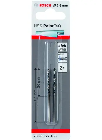 BOSCH HSS PointTeQ 2608577156 / Spirálový vrták / 2.5 x 30 mm / 2 ks