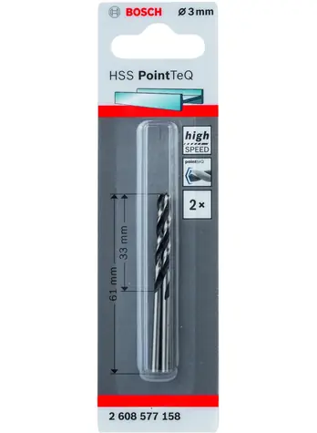 BOSCH HSS PointTeQ 2608577158 / Spirálový vrták / 3.0 x 33 mm / 2 ks