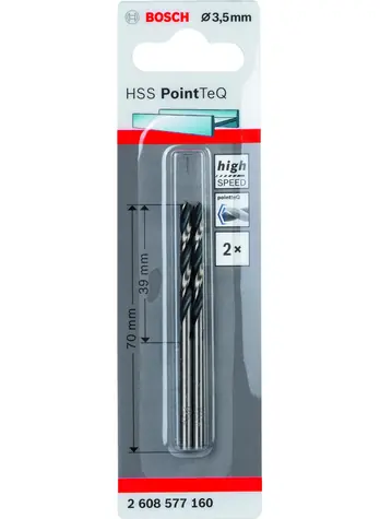 BOSCH HSS PointTeQ 2608577160 / Spirálový vrták / 3.5 x 39 mm / 2 ks